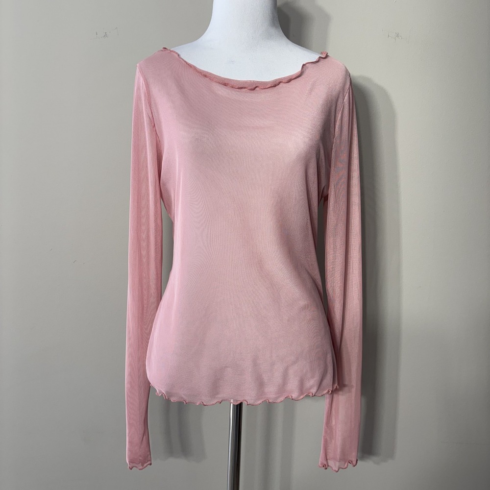 Out from Under Urban Outfitters UO Top Women Large Pink Mesh Sheer Fairycore Y2K